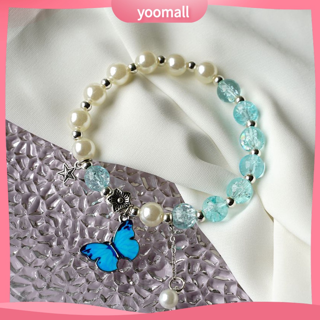 [YM] Vòng Tay Chuỗi Hạt Hình Bướm Màu Sáng Lâu Trôi Làm Quà Tặng Trang Sức Cho Nữ