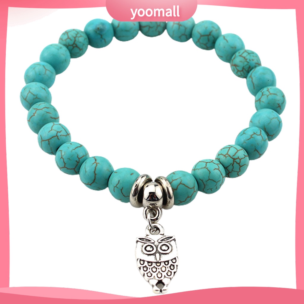 [YM] Vòng Tay Chuỗi Hạt Ngọc Lam Giả Hình Cú Mèo Trang Sức Lâu Trôi Làm Quà Tặng Cho Bạn