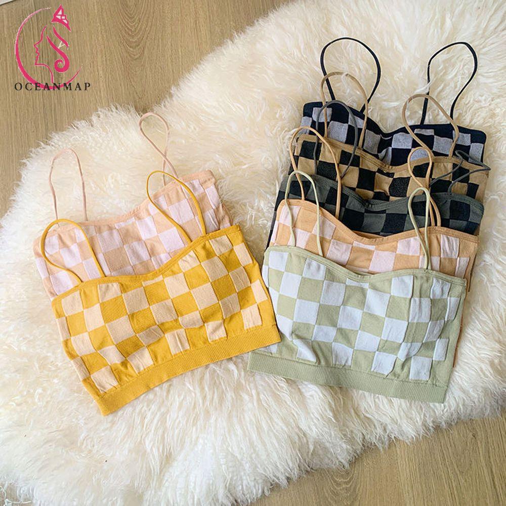 OCEANMAP Áo Lót Cotton Không Đường May Hở Lưng Màu Sắc Trơn Gợi Cảm Cho Nữ