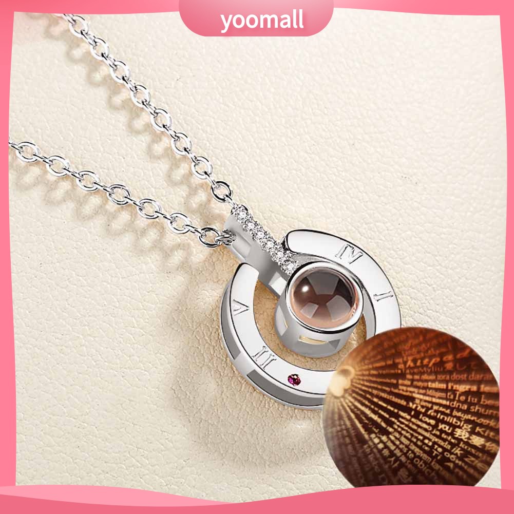 Vòng cổ Mặt Tròn Khắc Chữ I LOVE YOU in 100 Ngôn Ngữ Đính Đá Thời Trang