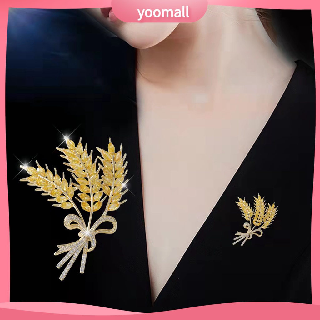 [YM] Ghim Cài Áo Đính Pha Lê Giả Lấp Lánh Dễ Phối Đồ Quyến Rũ Không Dễ Phai Màu Vàng Thời Trang Mặc Hàng Ngày