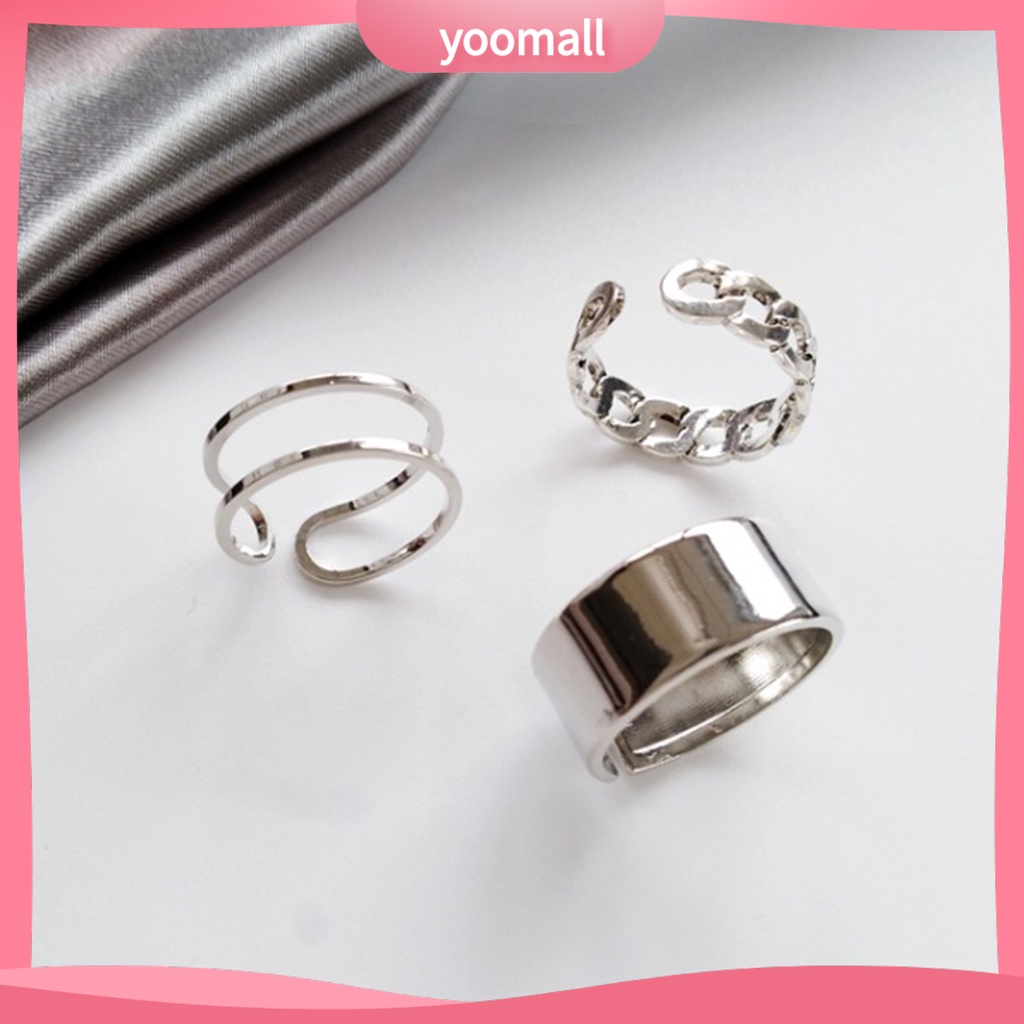 Set 3 Nhẫn Đeo Khớp Ngón Tay Phong Cách Hiphop Cá Tính