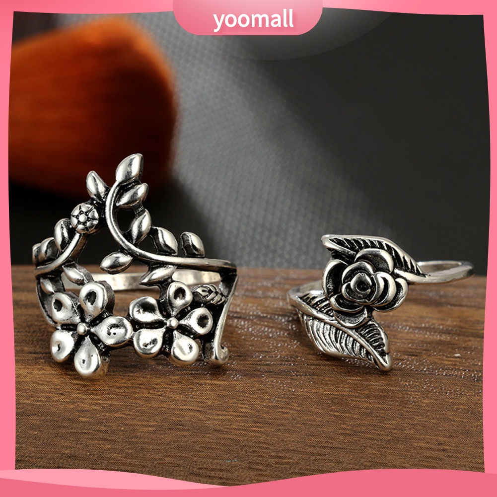 Bộ Nhẫn Hình Hoa Lá Phong Cách Vintage Thời Trang Cho Nữ