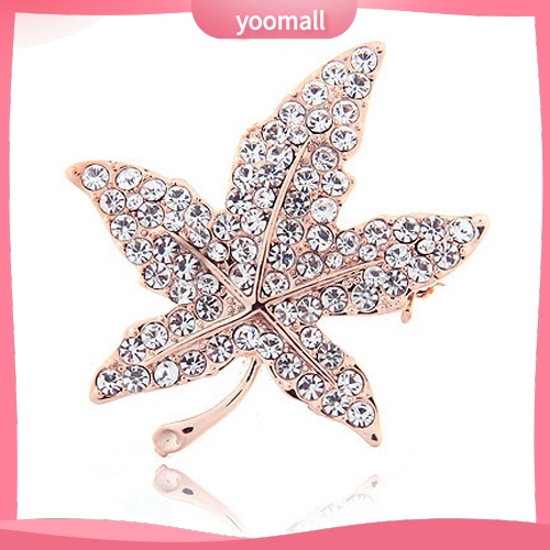 Ghim Cài Áo Hình Lá Phong Đính Đá Thời Trang