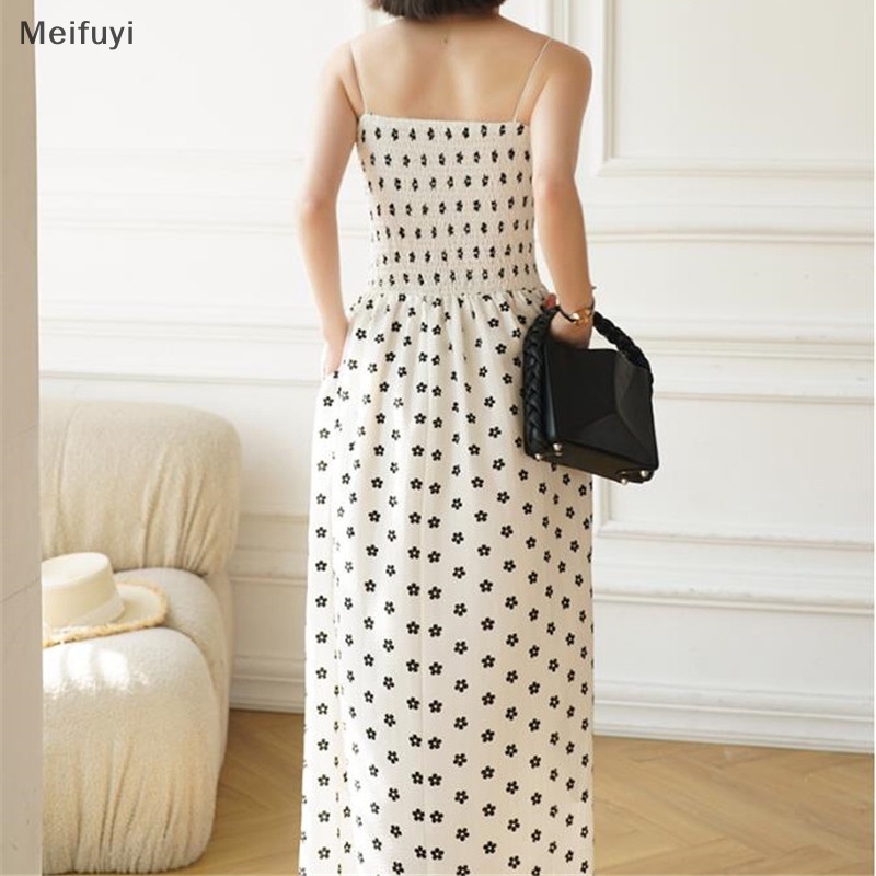 [Meifuyi] Summer Sexy Spaghetti Strap Dress Female Casual Midi Bodycon Sleeveless Dresses COD