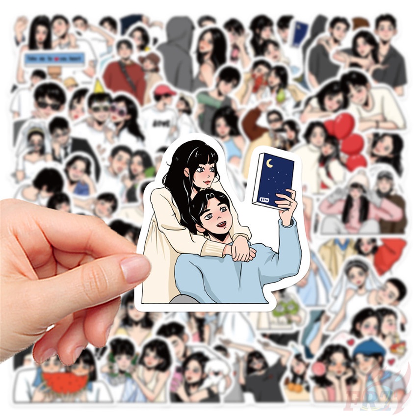 ❉ Cặp Đôi Ngọt Ngào. Miếng Dán Hướng Dẫn Ánh Sáng Tình Yêu Series 01 ❉ Bộ 60 Sticker Chống Thấm Nước Họa Tiết Doodle Hợp Thời Trang