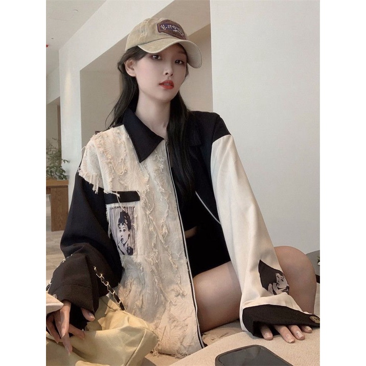 Áo Khoác Bóng Chày Cao Cấp Màu Sắc Tương Phản Phong Cách Hàn Quốc Thời Trang Xuân Thu Cho Nữ