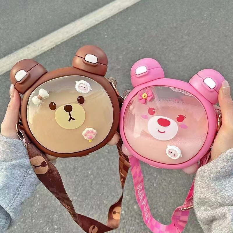 Bình Đựng Nước Cao Cấp Hình Gấu Cute, Phong Cách Hàn Quốc Mẫu Mới Năm 2023 L