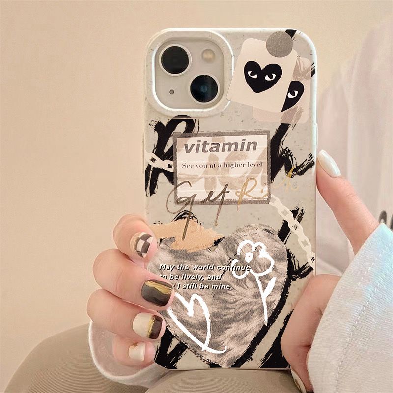 Ốp Điện Thoại Dẻo Họa Tiết Trái Tim Phong Cách Graffiti Đơn Giản Chống Sốc Cho iPhone12 14Pro13In 8p7 max 11 R0ZJ