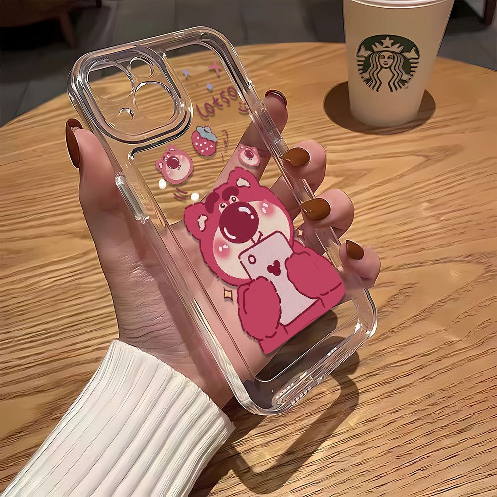 Ốp Điện Thoại Mềm Chống Sốc In Hình Gấu Dâu Tây Cho Iphone 14Promax 8P 11 13 712 2PUI