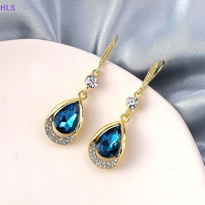 1 Đôi Bông Tai Hình Giọt Nước Pha Lê Nhẹ Nhàng Phong Cách Hàn Quốc Thời Trang Cho Nữ