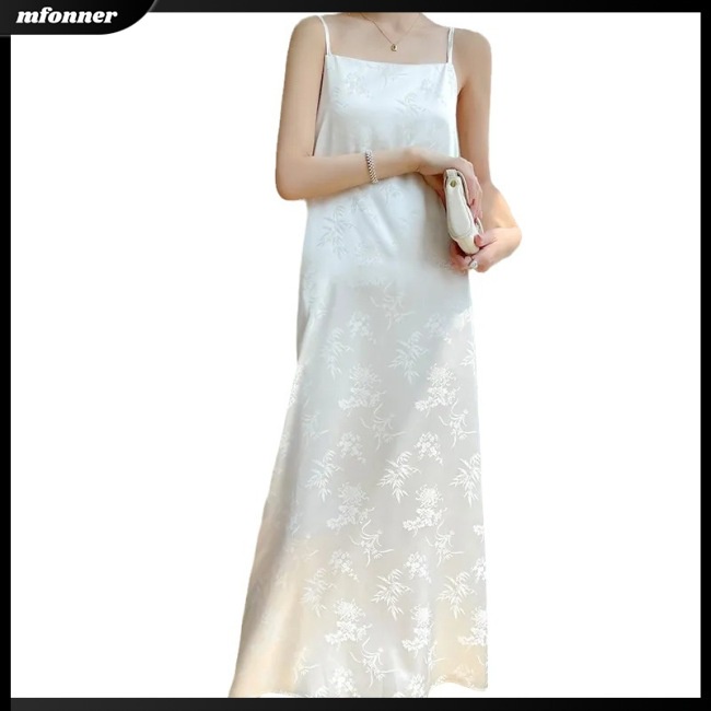 Đầm Dài Hai Dây Dáng Chữ A Cổ Vuông Màu Sắc Trơn Thời Trang Mùa Hè Dành Cho Nữ