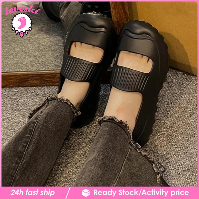 Xăng đan Bít Mũi Đế Dày Siêu Nhẹ Màu Đen Thời Trang Mùa Hè Cho Nữ