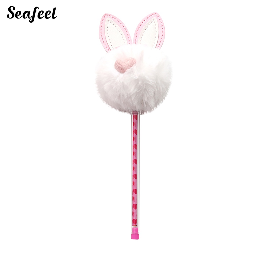 Bút Mực Gel Ngòi 0.5mm Gắn Tai Thỏ Bông Đáng Yêu