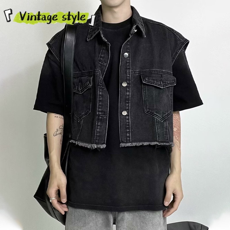 Vòng Đeo Tay Kiểu Cổ Điển Thời Trang Sành Điệu|Áo denim Không Tay Dáng Rộng Phong Cách Cổ Điển Thời Trang Hàng Mới Chất Lượng Cao Dành Cho Nam