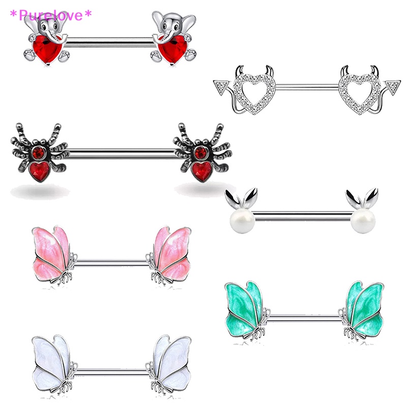 1 Nhẫn Đeo Ngực Bằng Thép Không Gỉ Đính Pha Lê Hình Bướm Nhện Gợi Cảm Cho Nữ Mới