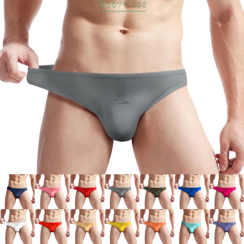 Mens Ice Silk Bikini Briefs Trunks Underwear Shorts Bulge Pouch Soft G-strings#BBHOOD