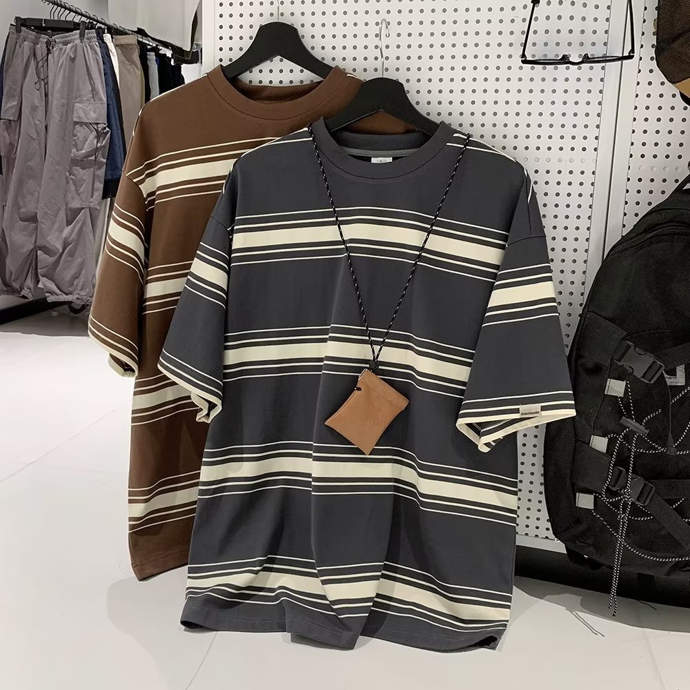 Áo Sơ Mi Sọc Màu Tương Phản Dáng Rộng Phong Cách Mới Mùa Hè