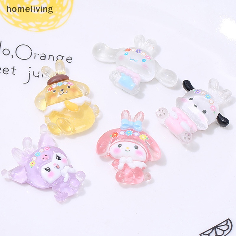 Bộ 5 Miếng Dán Trang Trí Điện Thoại Hình Bông Hoa Mini Bằng Resin Dạ Quang DIY