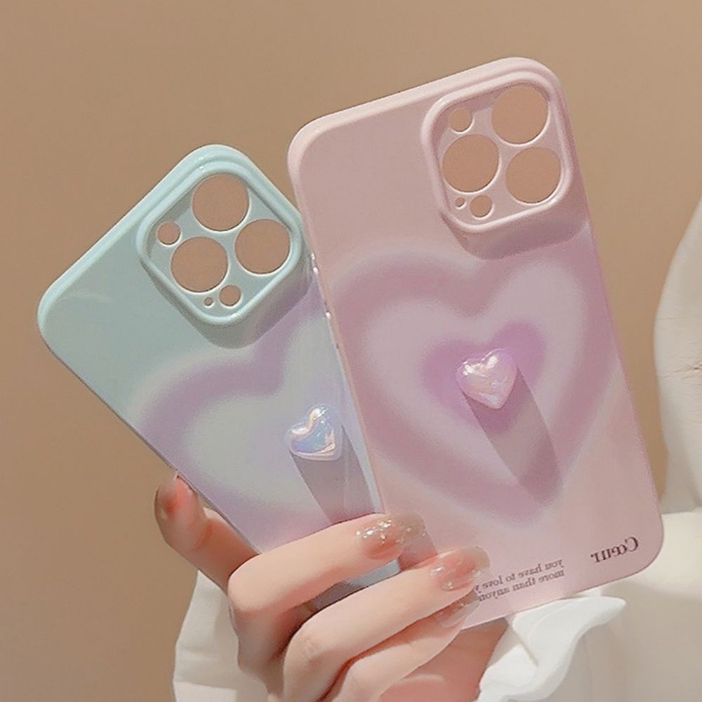 Ốp Điện Thoại TPU Mềm Chống Sốc Mạ Điện Họa Tiết Trái Tim 3D Màu Gradient Cho IPhone 11 12 13 14 Pro Max