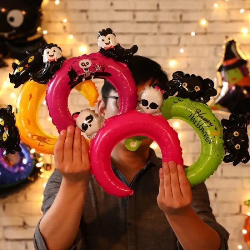 Bộ 10 Bong Bóng / Băng Đô Cài Tóc Hình Bí Ngô / Dơi / Nhện / Nón Trang Trí Tiệc Tùng / Lễ Halloween