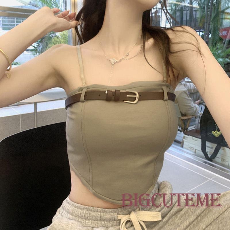 [] - Áo Croptop Hai Dây Có Dây Đai Điều Chỉnh Được Ôm Dáng Mùa Hè Mát Mẻ Cho Nữ