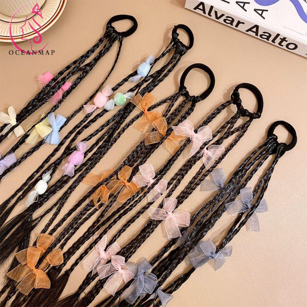 Dây Buộc Tóc Giả Thắt Bím Đuôi Ngựa Co Giãn Chịu Nhiệt Hình Hoạt Hình Cho Bé Gái