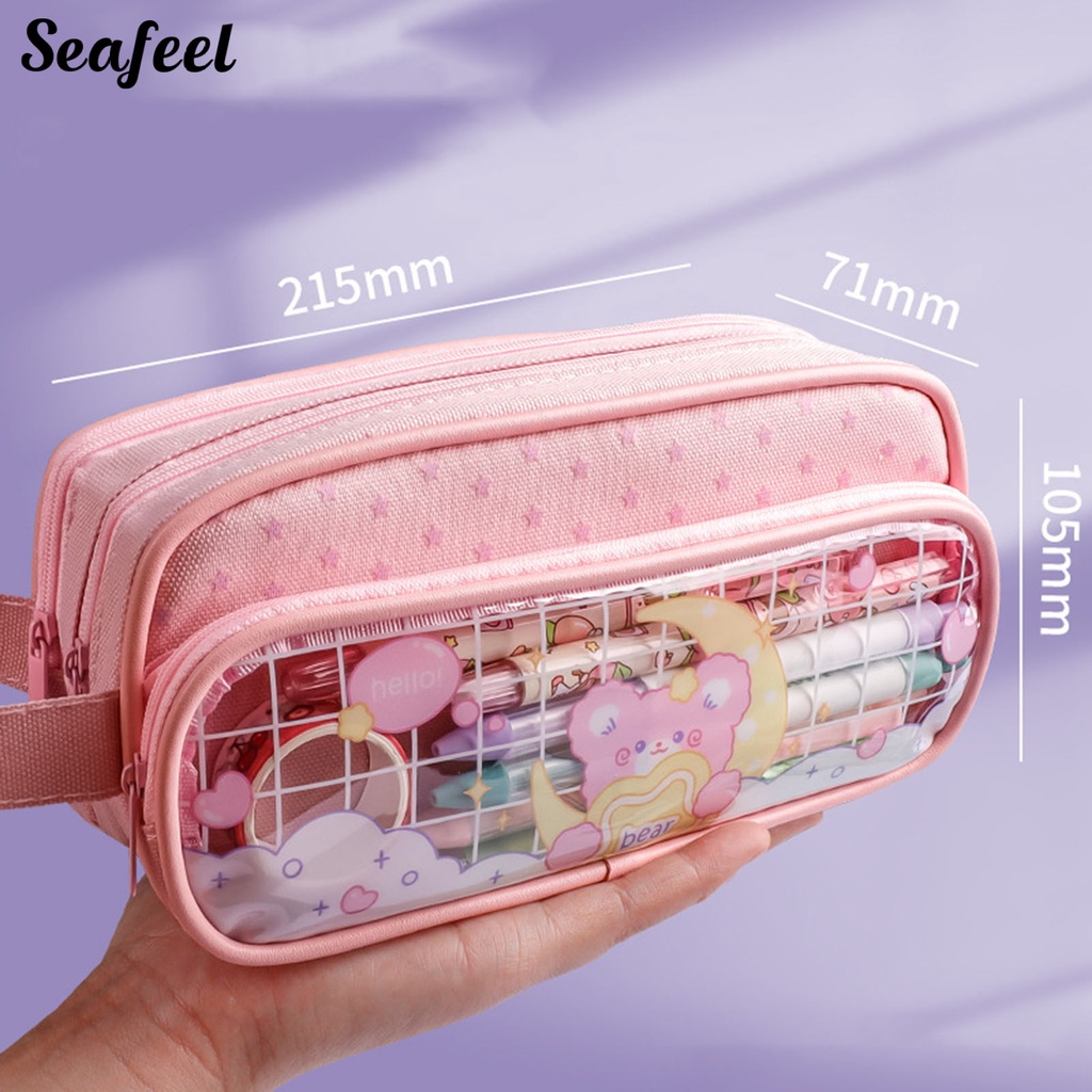 Túi Đựng Bút 3 Ngăn Sức Chứa Lớn Nhỏ Gọn Đơn Giản