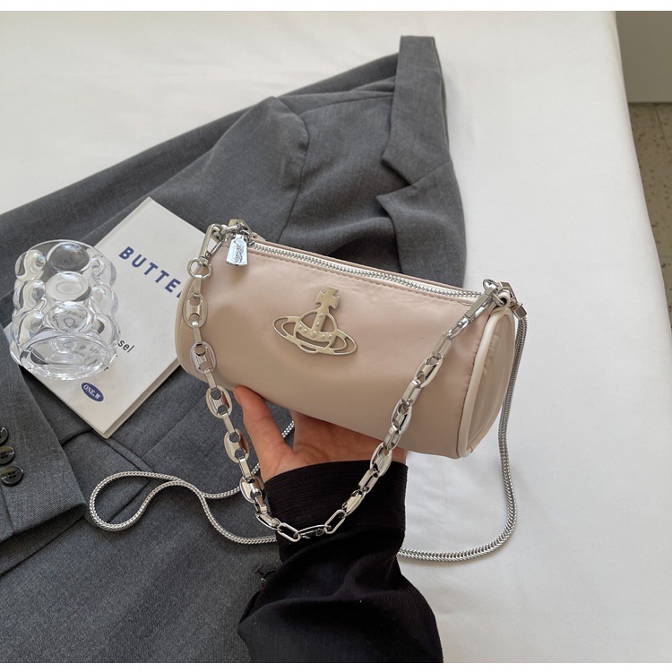 Túi Đeo Vai Vải Oxford Phối Dây Xích Kim Loại Thời Trang Cho Nữ