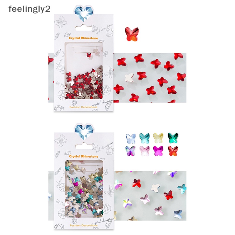 Bộ 100 Hạt Đá 3D Hình Bướm Mặt Kính Dùng Trang Trí Móng Tay DIY