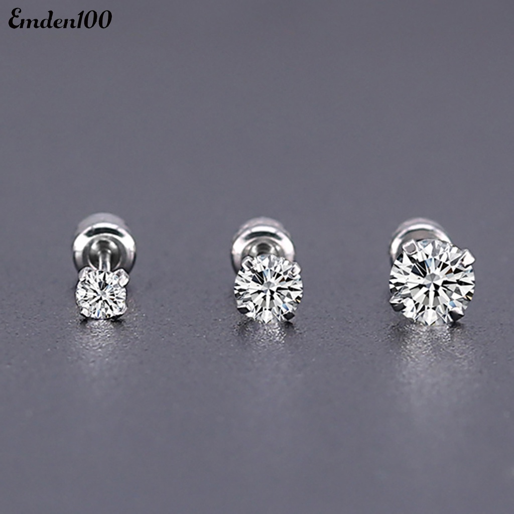 Bông Tai Tròn Bằng Thép Titanium Đính Đá Zircon Thời Trang Cho Nam Và Nữ
