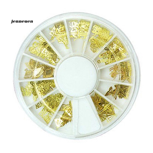 Hộp Đề Can Họa Tiết Hoa Bướm 3D Bằng Kim Loại Màu Vàng Kim Dùng Để Trang Trí Móng Nghệ Thuật