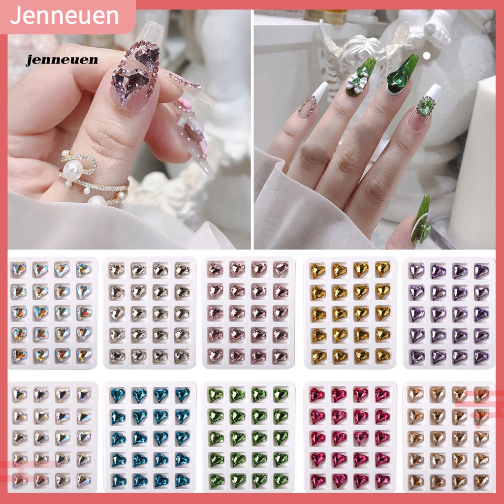 Set 20 Phụ Kiện Trang Trí Móng Tay Nghệ Thuật Hình Trái Tim 3D Xinh Xắn