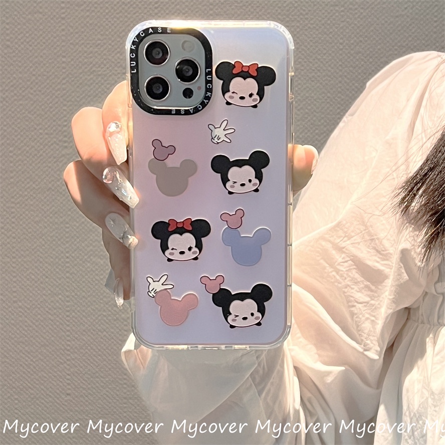 Ốp Điện Thoại Silicon Mềm Hình Chuột Minnie Màu Gradient Cho iPhone 14 13 12 11 Pro Max X XR Xs Max 6 7 8 Plus