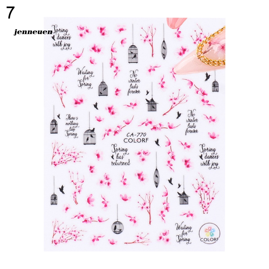 Miếng Dán Trang Trí Móng Tay Hình Hoa Lá / Chim Chóc Xinh Xắn