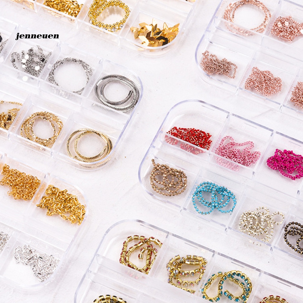 Set 12 Dây Xích Nhiều Màu Sắc Dùng Trang Trí Móng Tay Nghệ Thuật