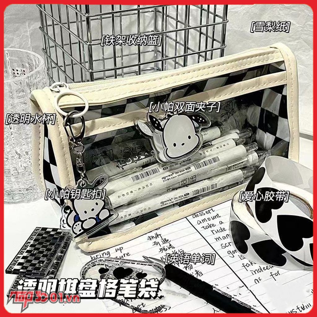 Túi Đựng Bút Màu Đen Dung Tích Lớn Phong Cách Hàn Quốc Cho Học Sinh -top3C01 -top3C01