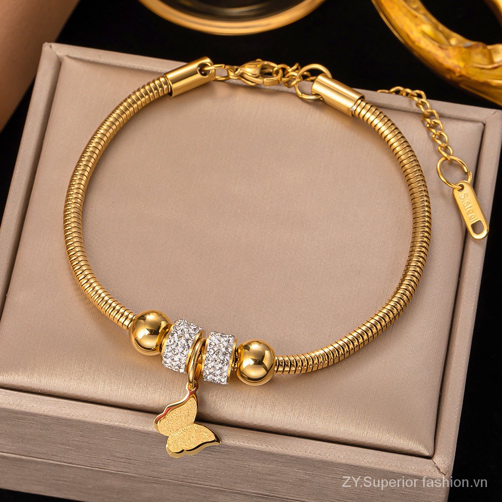 Vòng Tay Mạ Vàng 18K Hình Xương Rắn Phong Cách Âu Mỹ