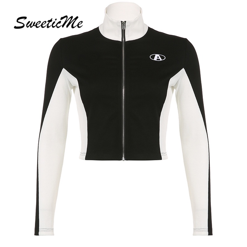 Áo Khoác Tay Dài Cổ Lọ Có Khóa Kéo Thời Trang Đường Phố Mới 2023 Dành Cho Bạn Nữ