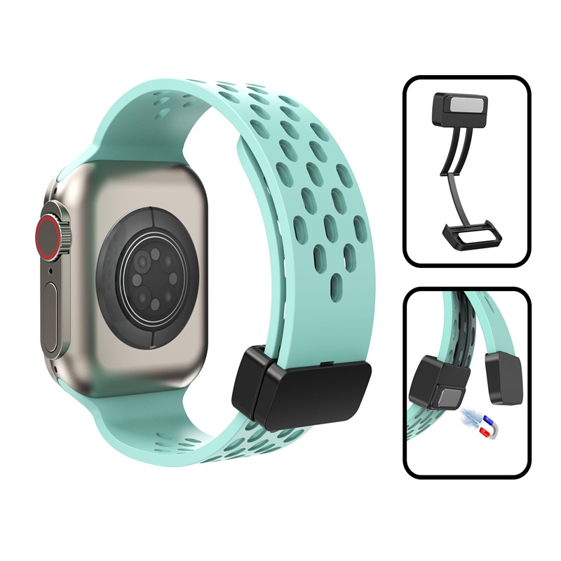 Dây Đeo Silicone Khóa Nam Châm Cho Đồng Hồ Thông Minh Apple Watch Ultra 49mm 44mm 45mm 40mm 41mm 42mm 38mm 45 mm Series 7 8 SE 6