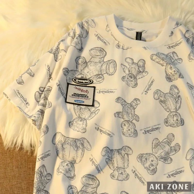 Áo Thun Tay Ngắn Dáng Rộng plus Size Phong Cách Harajuku Cho Nam Nữ 100 kg-150kg