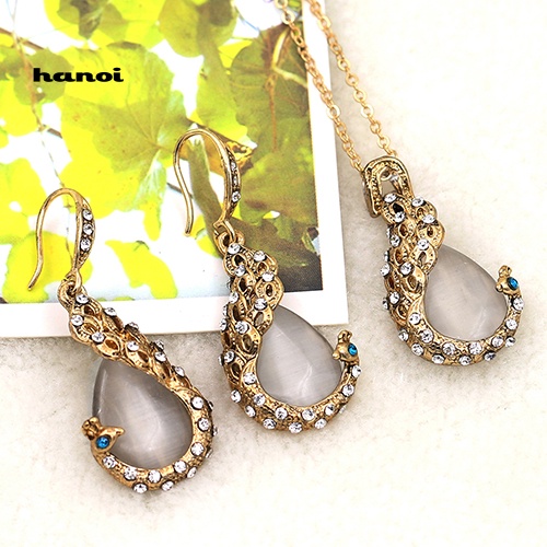 Set Vòng cổ + Bông Tai ĐíNh NgọC MắT MèO Giả ThờI Trang Cho Nữ