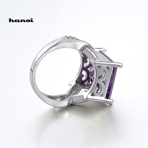 Nhẫn Đính Hôn Mặt Vuông Đính Đá Thời Trang Cho Nữ