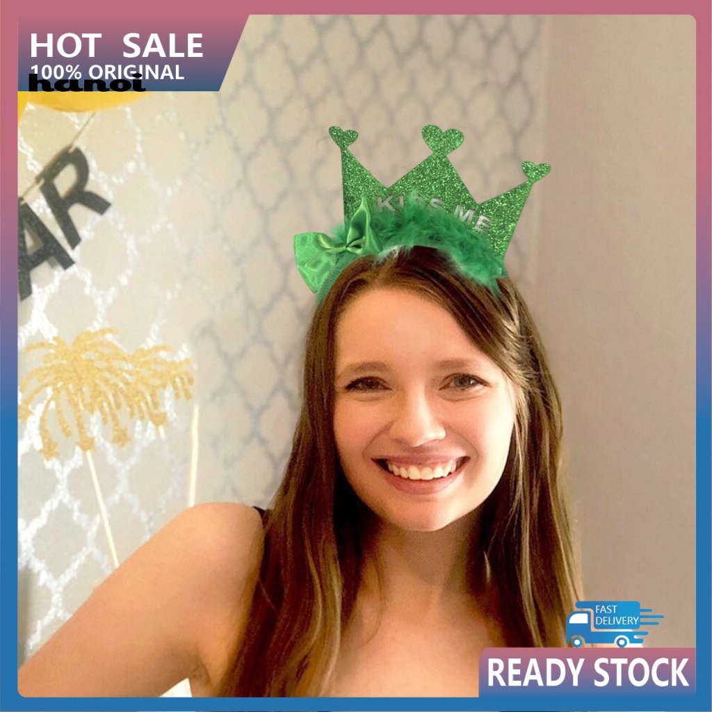 Băng Đô Hình Vương Miện Đính Kim Sa Lấp Lánh Màu Xanh Lá Dùng Hóa Trang