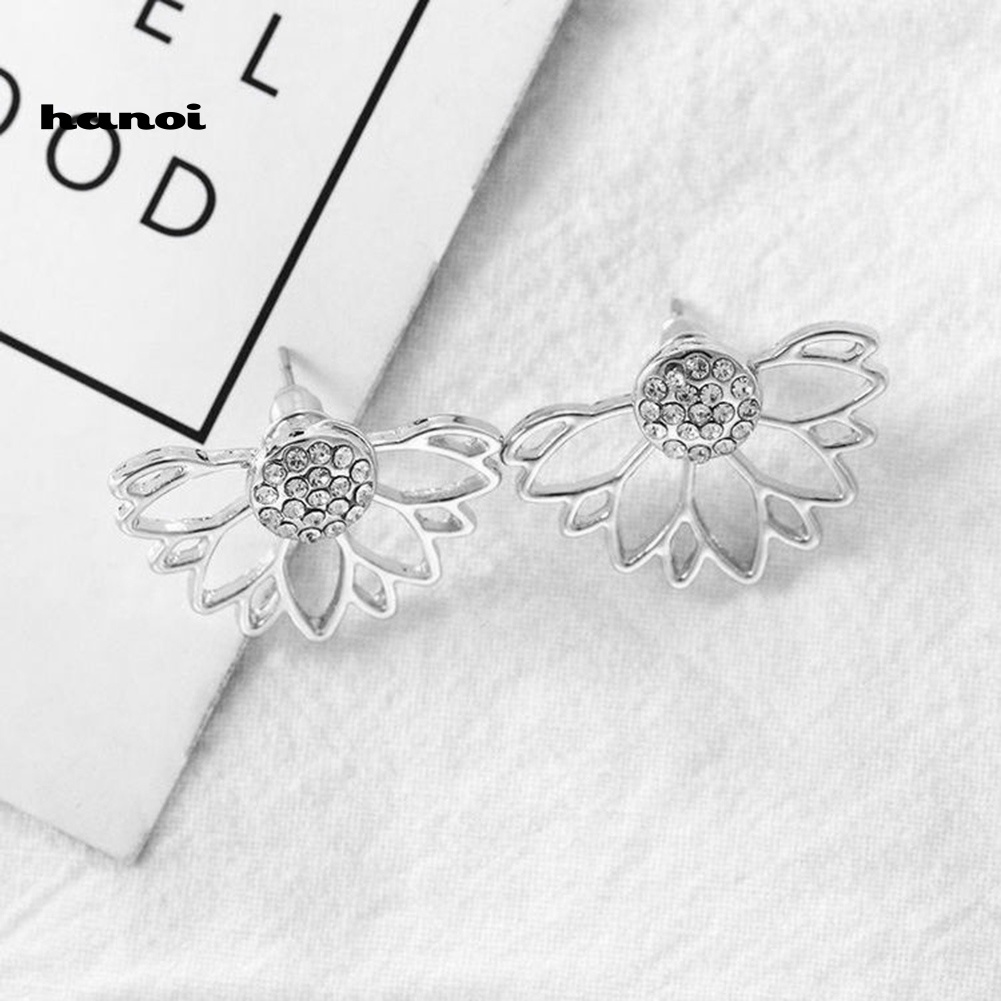 Đôi Khuyên Tai Kim Loại Đính Đá Màu Thời Trang Cho Nữ