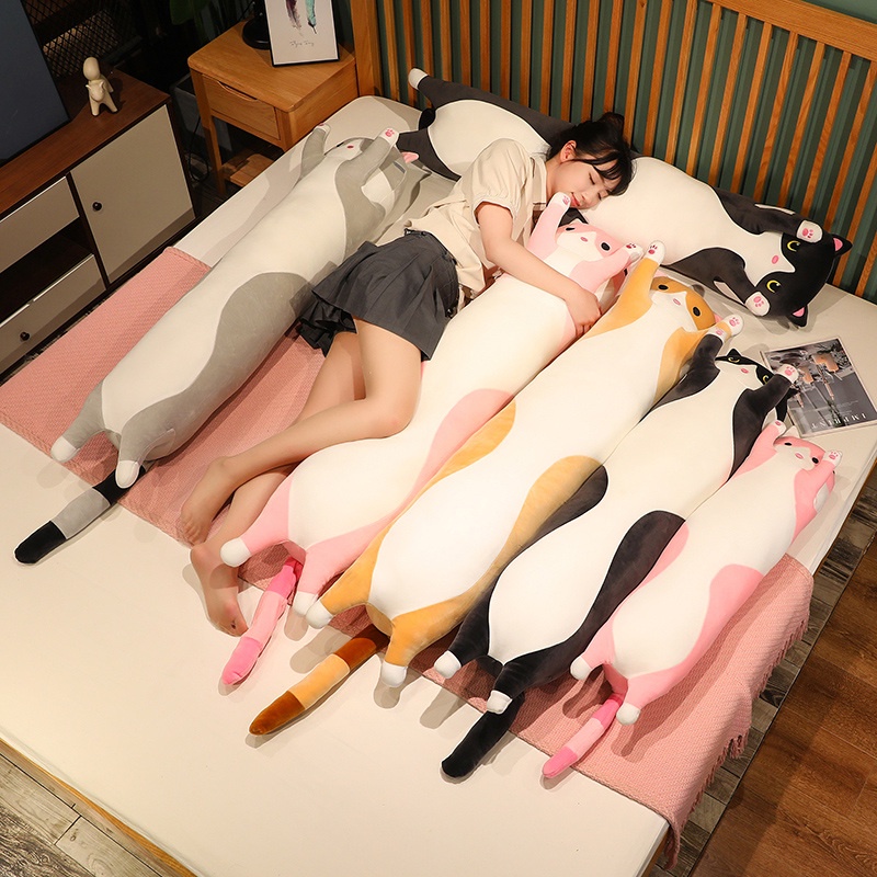 Rytanda Mèo đen ôm gối mèo búp bê dài mèo đen 50cm dễ thương mèo ôm gối Teddy gấu bông đồ chơi sang trọng cho trẻ em quà sinh nhật