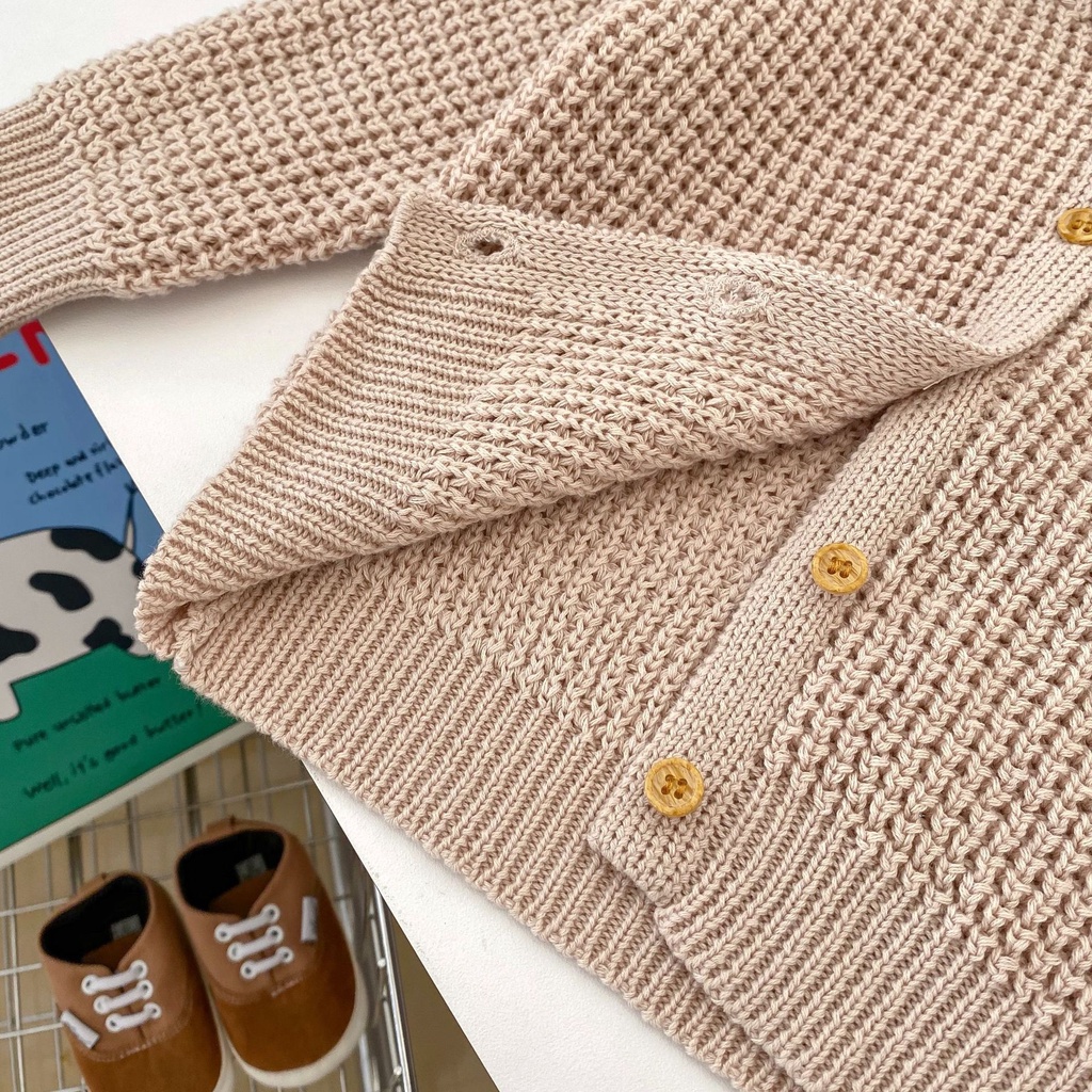 Bộ Áo Cardigan Cotton Có Nón Dệt Kim Màu Trơn Phối Quần Dài Thời Trang Mùa Thu 2023 Cho Bé Gái