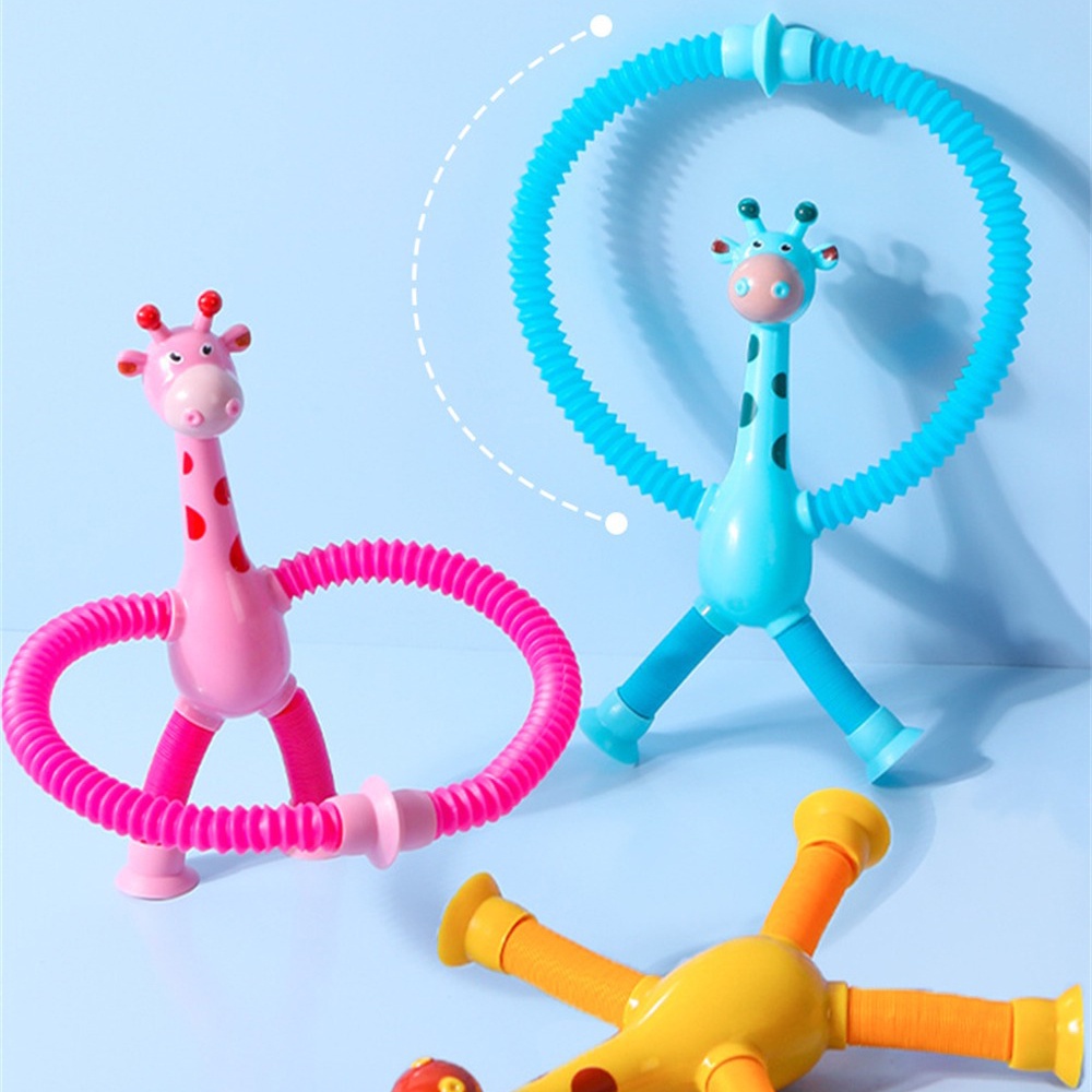 Đồ Chơi Xếp Hình Hươu Cao Cổ Hoạt Hình Dạ Quang Có Giác Hút Co Giãn