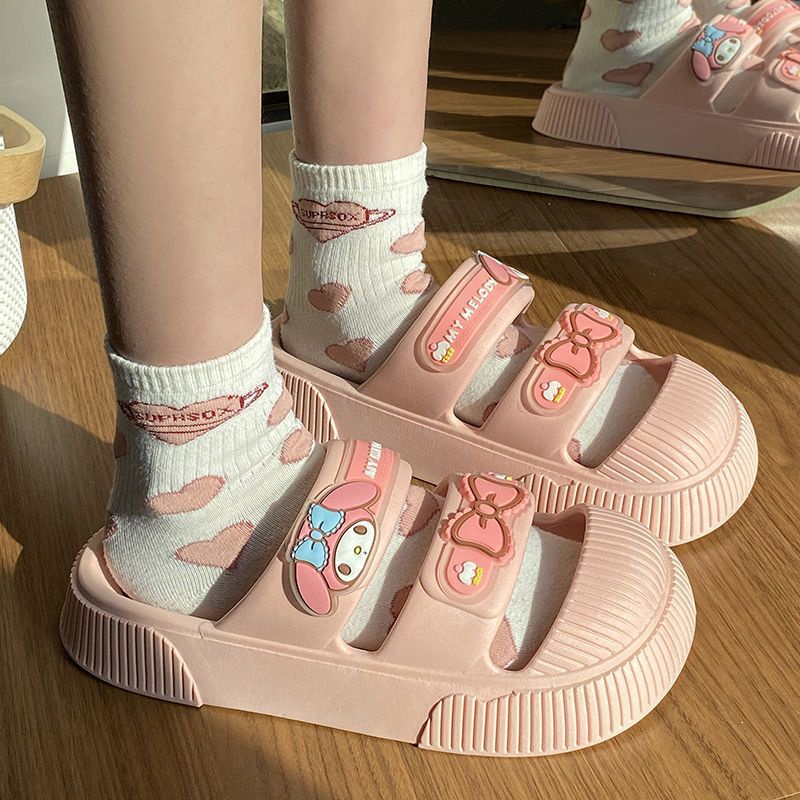 dép quai ngang dép sandal nữ Dễ Thương giày nữ đi học Melody dép đế cao HZFWS2515