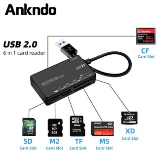 Đầu đọc thẻ nhớ ankndo 6 trong 1 usb 2.0 type c sang tf / sd / cf / xd / ms / m2 cho máy tính